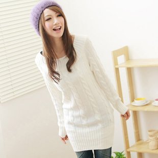 2013 spring sweater women's slim medium-long o-neck long-sleeve knitted basic shirt