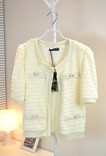 2013 spring sweet gentlewomen ladies half sleeve cardigan pearl short jacket