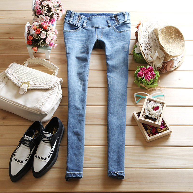 2013 spring the trend of women jeans wearing white water wash skinny pants pencil pants