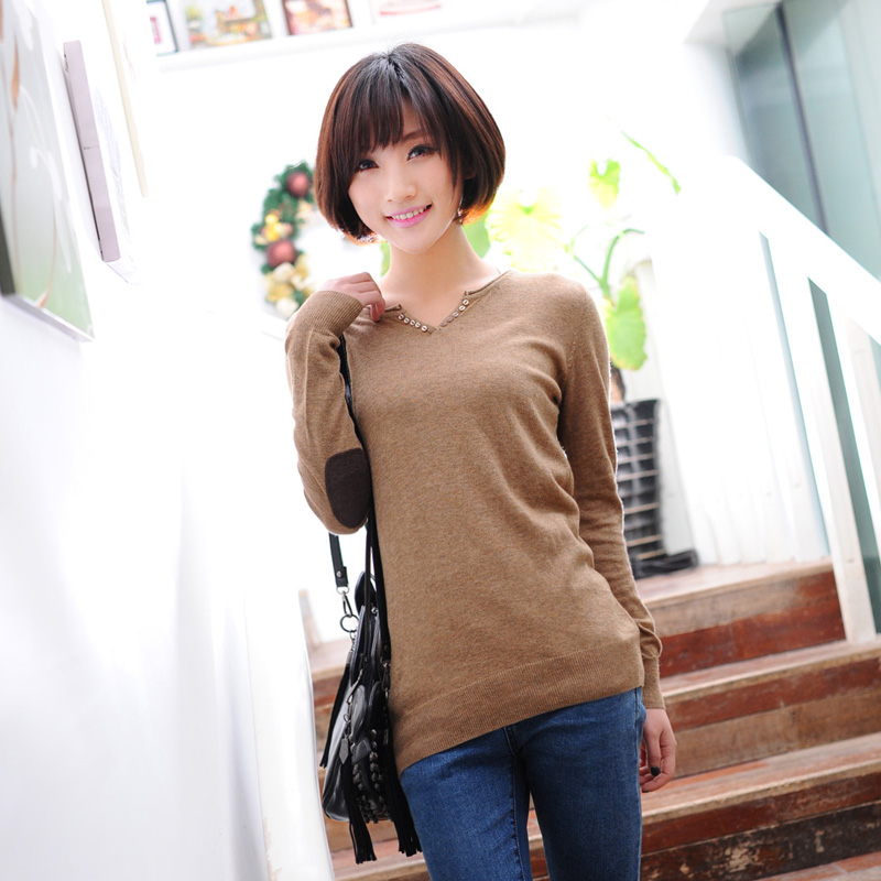 2013 spring thin sweater slim long-sleeve sweater pullover gentlewomen basic shirt sweater female