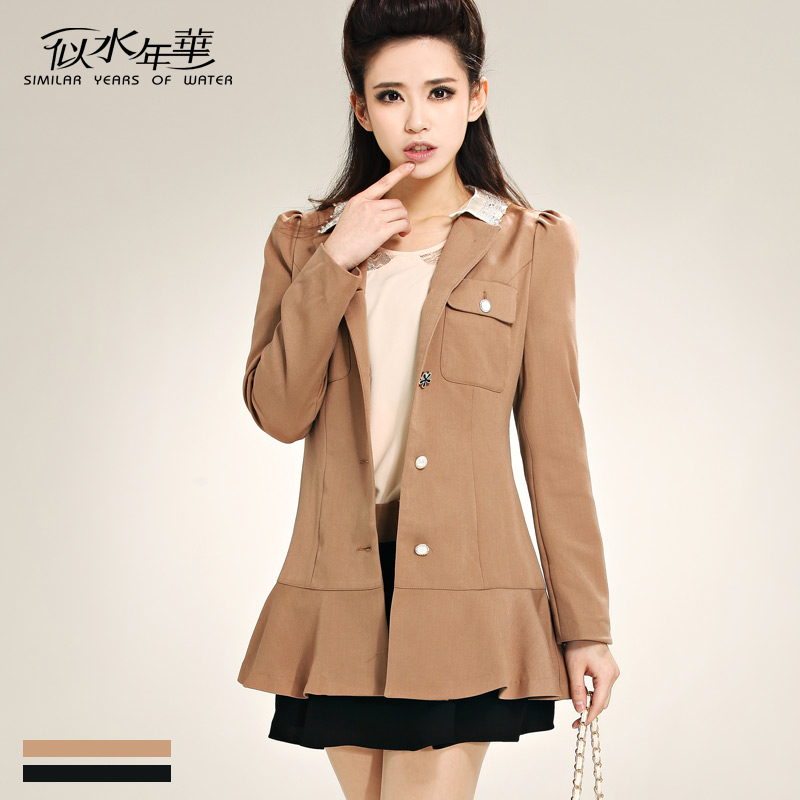 2013 spring trench female outerwear slim medium-long sweet trench