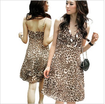 2013 spring tube top sexy leopard print suspender skirt slim chiffon suspender skirt  fashion one-piece dress