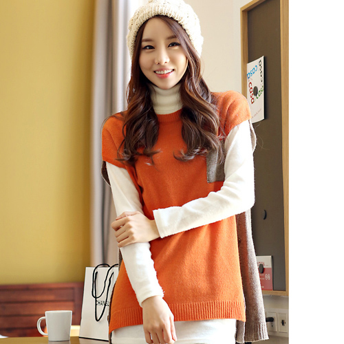 2013 spring twinset patchwork sweater basic shirt long-sleeve turtleneck batwing shirt women's