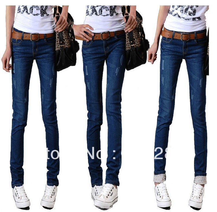 2013 spring two ways elastic jeans pants roll-up hem pencil pants boot cut jeans