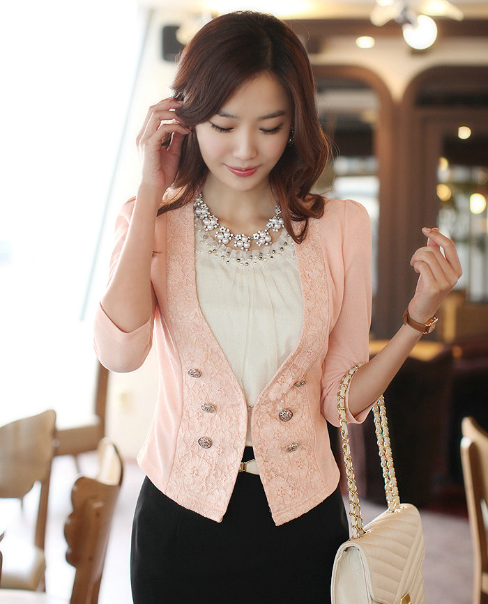 2013 spring V-neck lace gentlewomen coat blazer outerwear female