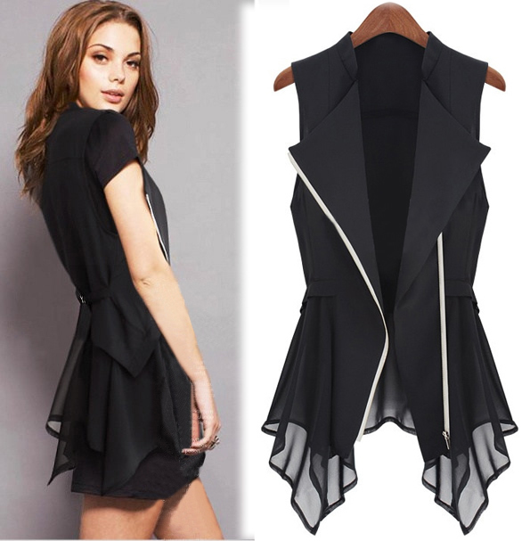 2013 spring vest small vest fashion sleeveless waistcoat vest outerwear chiffon suit vest female spring and summer