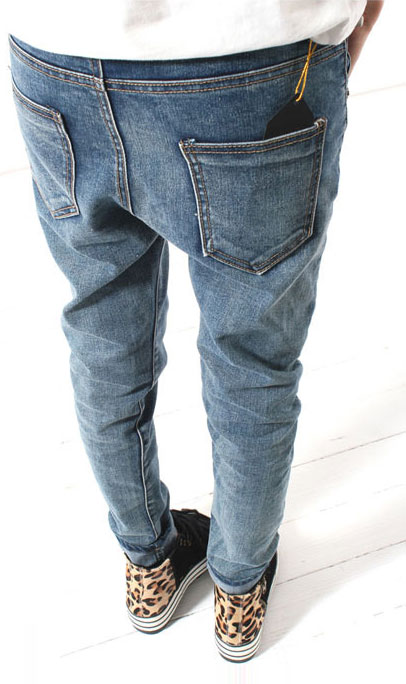 2013 spring vintage retro finishing water wash fashion denim pants long loose female