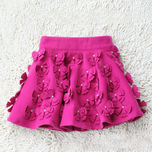 2013 spring vintage women's woolen bow with diamond bud short skirt bust skirt