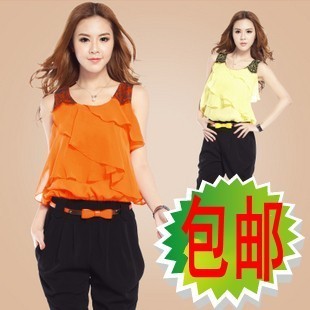 2013 spring Women patchwork jumpsuit fashion elegant jumpsuit 4