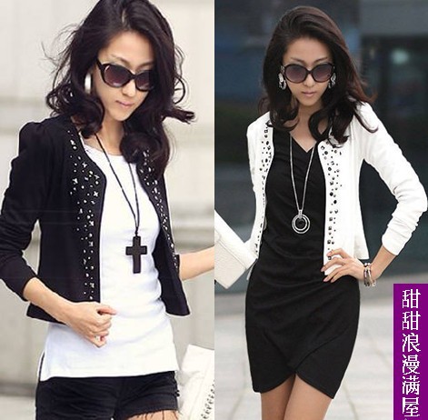 2013 spring women's 131420 all-match slim rivet coat