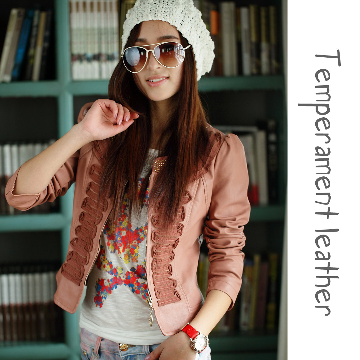 2013 spring women's 898 PU female motorcycle clothing leather coat 3 l