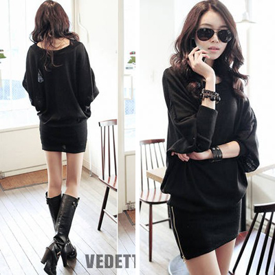 2013 spring women's batwing shirt casual loose plus size sexy hip slim one-piece dress autumn and winter