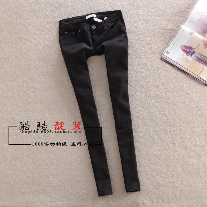 2013 spring women's black slim thin jeans skinny pants tight fitting female