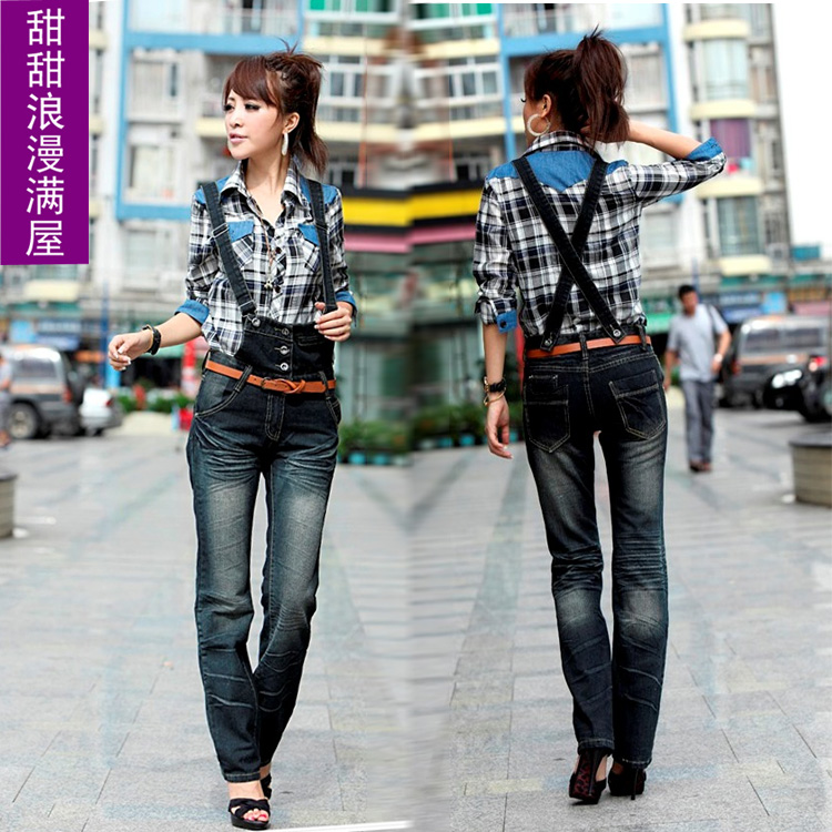 2013 spring women's d271 casual fashion personality all-match denim jumpsuit suspenders trousers high quality