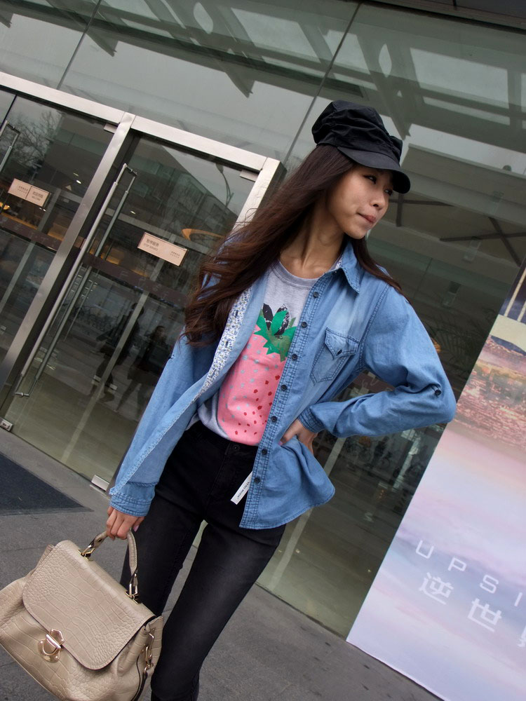 2013 spring women's denim shirt new arrival female long-sleeve shirt