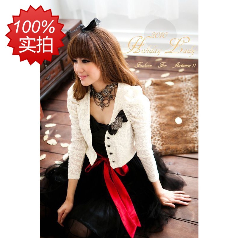 2013 spring women's gentlewomen lace cardigan small cape all-match long-sleeve short jacket