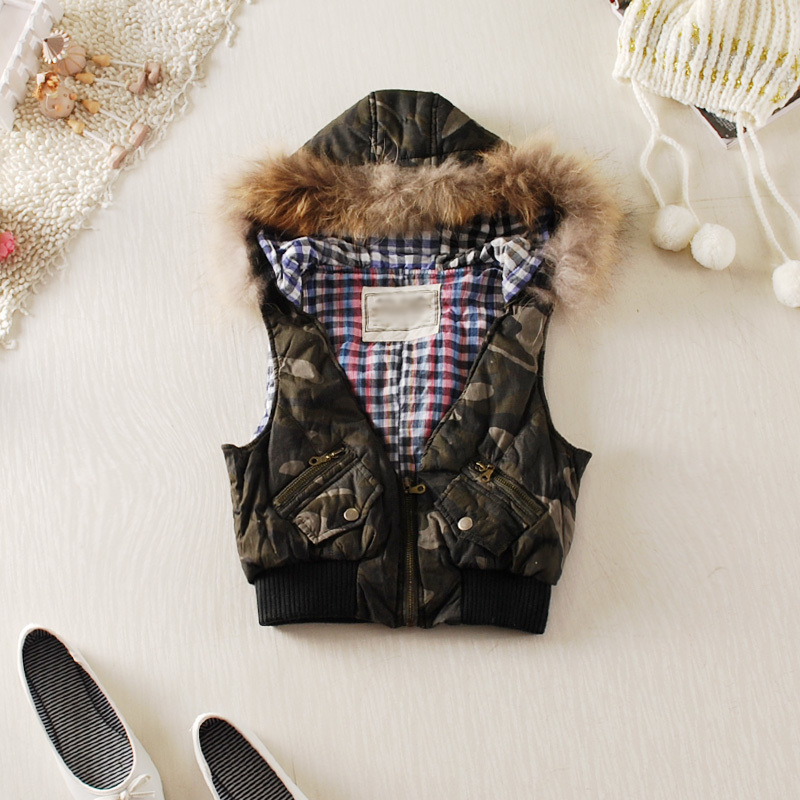 2013 spring women's hooded multicolour thickening ultra-short paragraph cotton vest 110m569-5