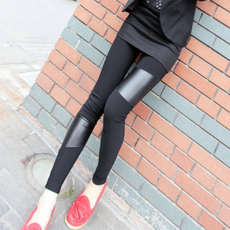 2013 spring women's leather pants boot cut jeans pencil pants patchwork plus size legging autumn and winter female