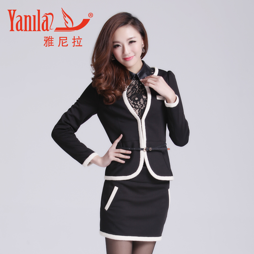 2013 spring women's long-sleeve suit short skirt casual set twinset 13c615