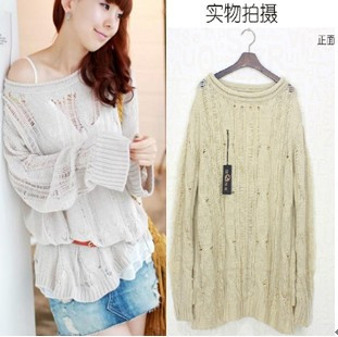 2013 spring women's loose twisted cutout fashion sweater 377026 high quality