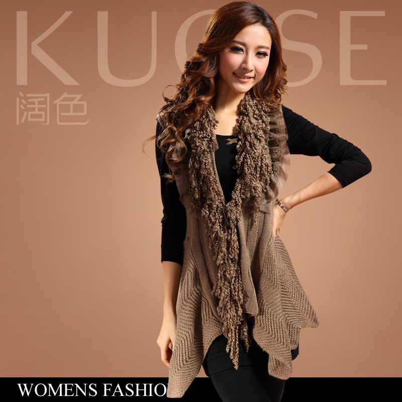 2013 spring women's medium-long tassel laciness vest vest