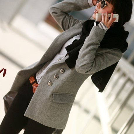 2013 spring women's plus size slim one button wool coat long-sleeve woolen outerwear suit female