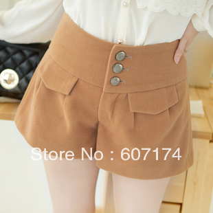 2013 spring women's preppy style slim woolen high waist shorts High quality&Retail Price Size:S-XL #2346