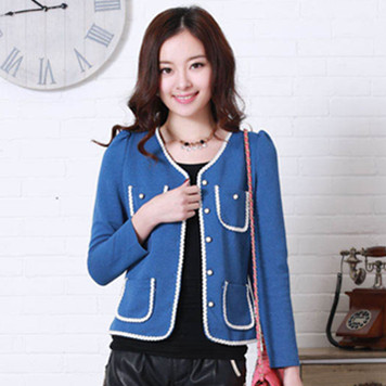 2013 spring women's single border puff sleeve fashion sweet slim short jacket top female