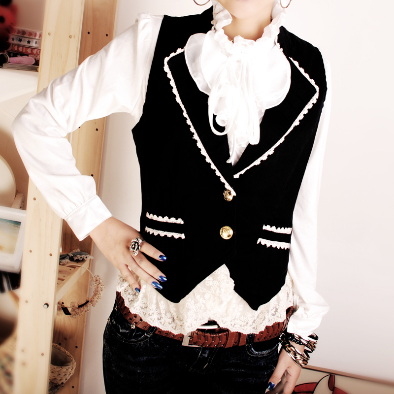 2013 spring women's skirt ladies elegant lace small vest casual vest outerwear cardigan