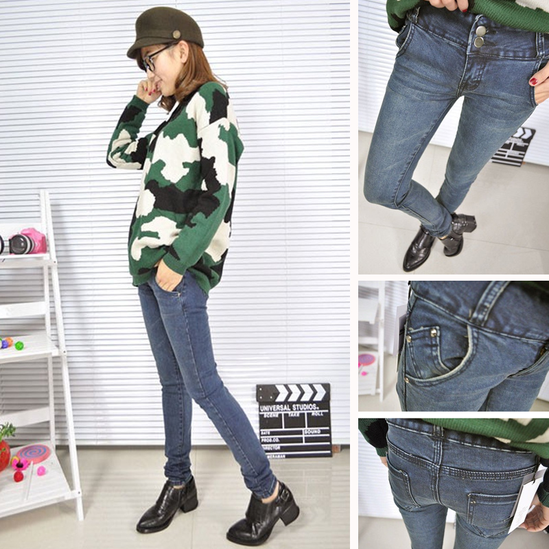 2013 spring women's slim high waist pencil skinny casual jeans pants