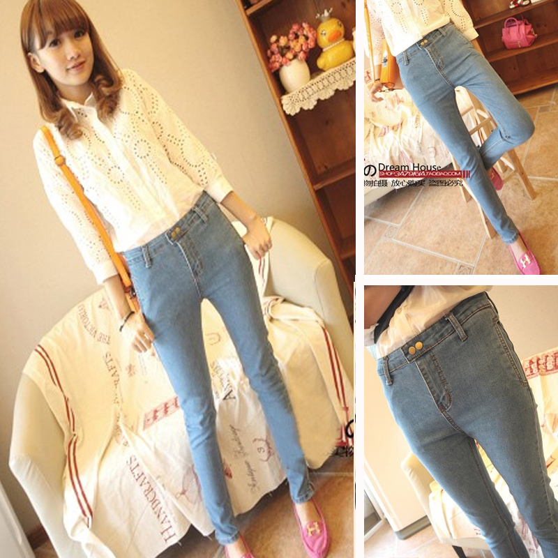 2013 spring women's slim high waist trousers tight casual pencil skinny jeans