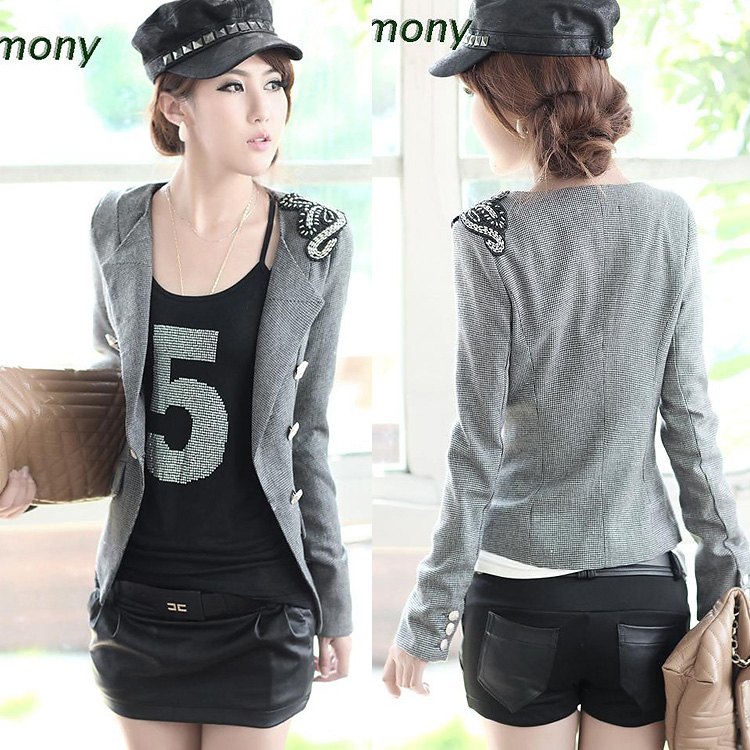 2013 spring women's slim women's autumn casual short jacket one button blazer suit Free Shipping