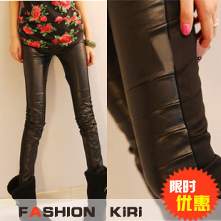 2013 spring women's spring new arrival Women casual patchwork faux leather pencil pants legging