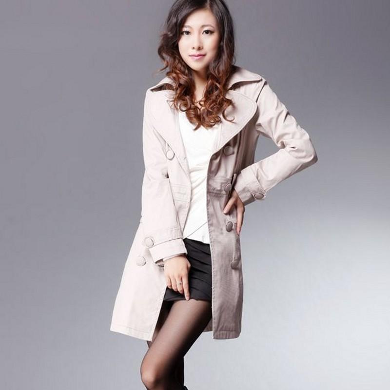 2013 spring women's suit collar outerwear double breasted medium-long trench outerwear