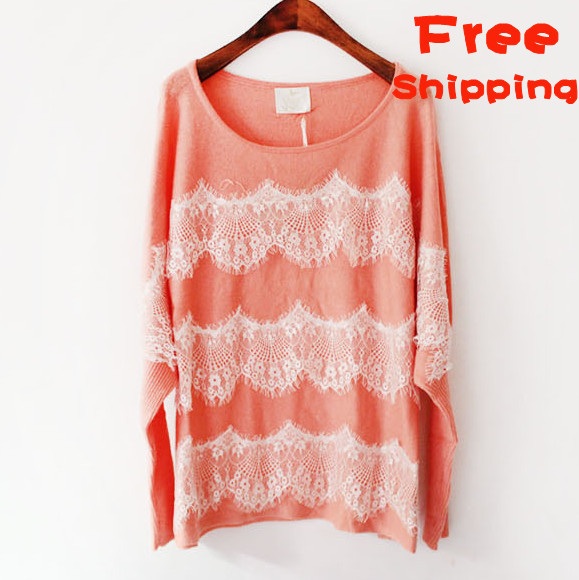 2013 Spring  Women's  sweater sweet lace style fashion disign in 4 COLORS Free Shipping