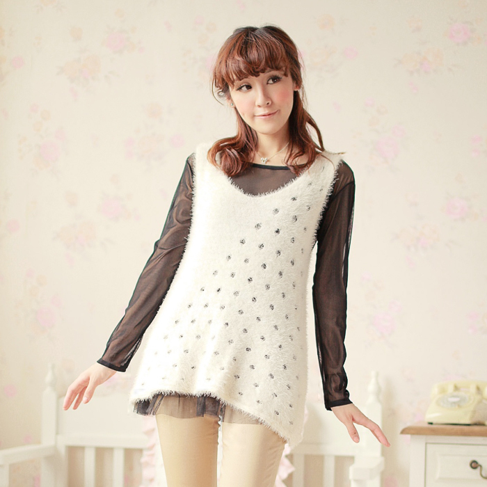 2013 spring women's sweet cutout sweater vest lace long-sleeve shirt outerwear 208z420-5