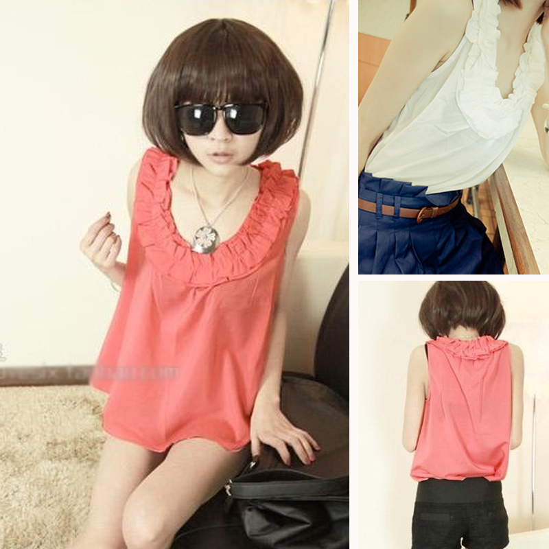 2013 spring women's sweet flower sleeveless basic top slim chiffon vest