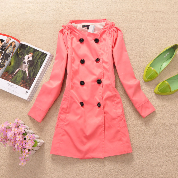 2013 spring women's sweet pleated puff sleeve double breasted trench outerwear - 0.38