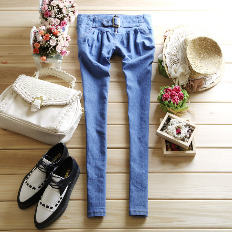 2013 spring women's trend zipper pants elastic jeans skinny pants pencil pants