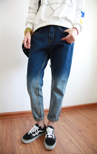 2013 spring women's trousers flavor bf blue gradient loose skinny jeans