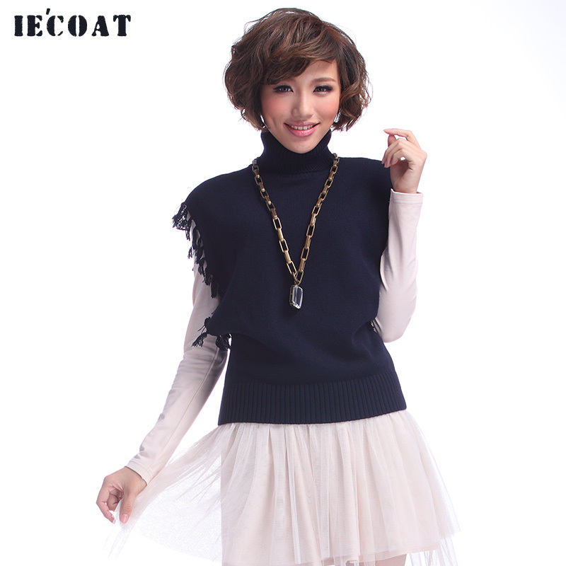 2013 spring women's turtleneck pullover sweater tassel cashmere sweater basic sweater