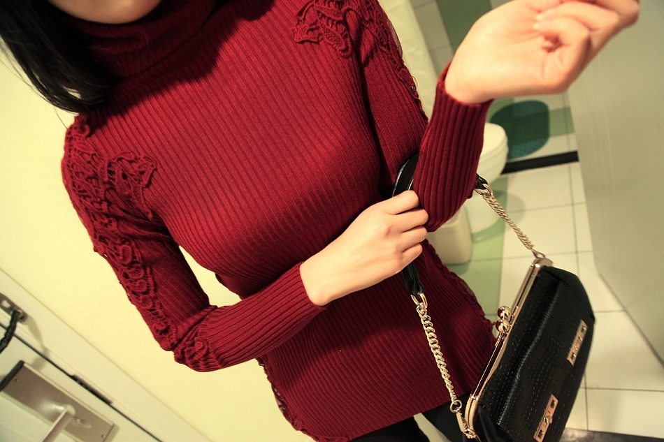 2013 spring women's vintage lace medium-long slim basic shirt basic sweater female