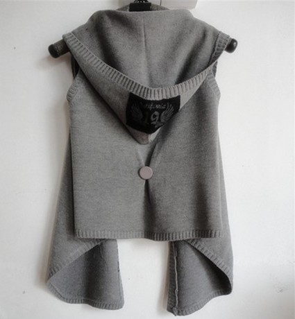 2013 spring women's with a hood loose short design vest sweater cardigan female