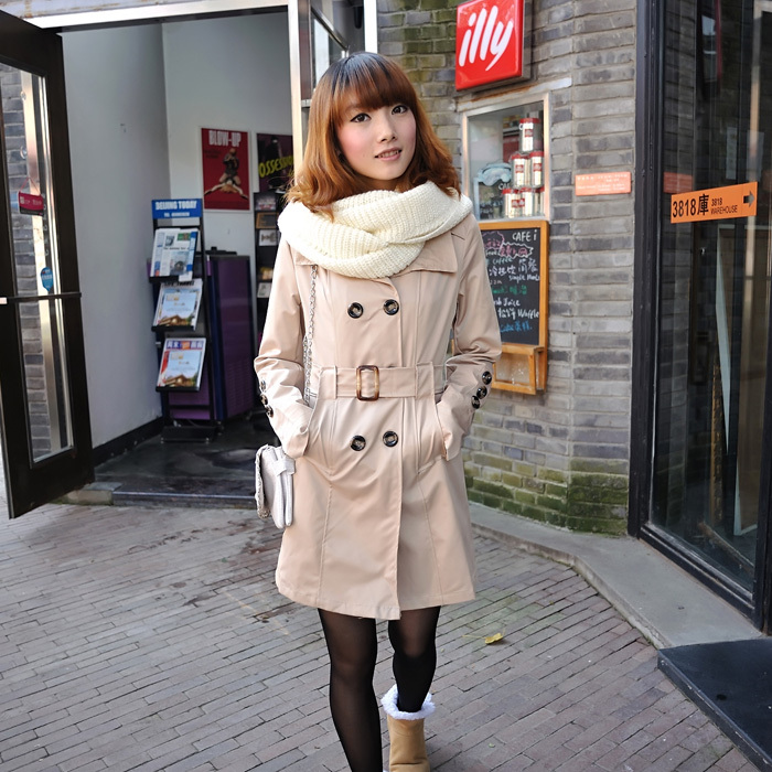 2013 stand collar slim autumn and winter outerwear women's trench 2632