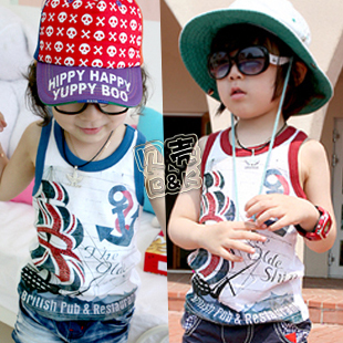 2013 summer anchor boys clothing girls clothing baby child T-shirt sleeveless vest - 6038