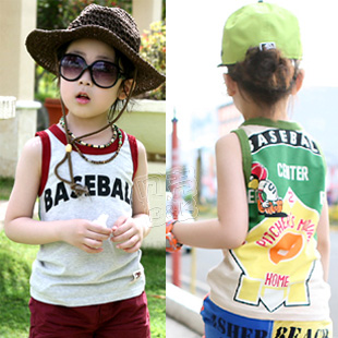 2013 summer baseball boys clothing girls clothing baby child T-shirt sleeveless vest 6007