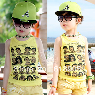 2013 summer boys clothing girls clothing baby child T-shirt sleeveless vest