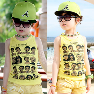 @ 2013 summer boys clothing girls clothing baby child T-shirt sleeveless vest tx-1561