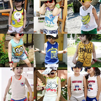 2013 summer boys clothing girls clothing baby sleeveless T-shirt child vest