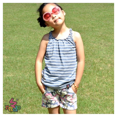 2013 Summer Brand New Kids Children Boys Girls Cotton Sleeveless Waistcoat Fashion stripes Sleeveless Vest with Fold design 3-7T